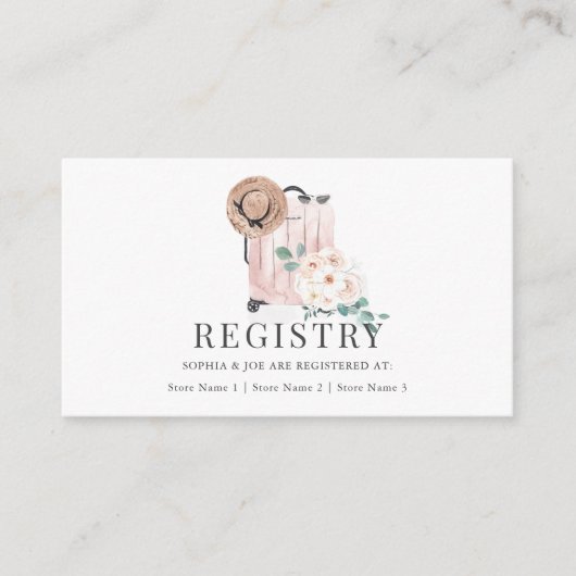 Reis Roze Koffer Bruidschat Registry Informatiekaartje (Voorkant)