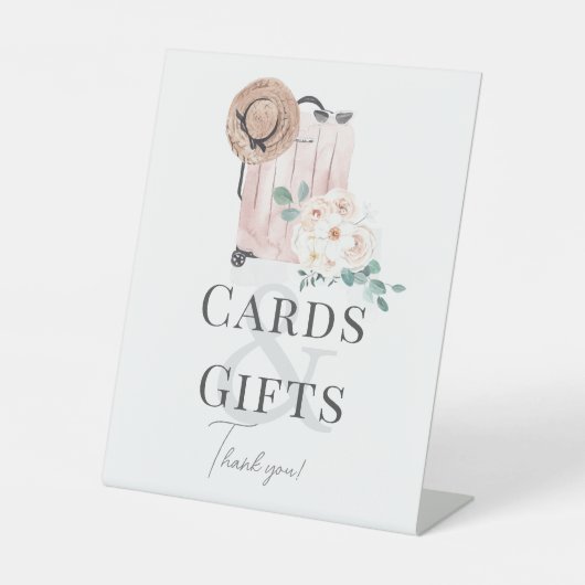 Reis Roze Koffer Vrijgezellenfeest Kaarten & Gesch Reclamebord Met Voetstuk (Voorkant)