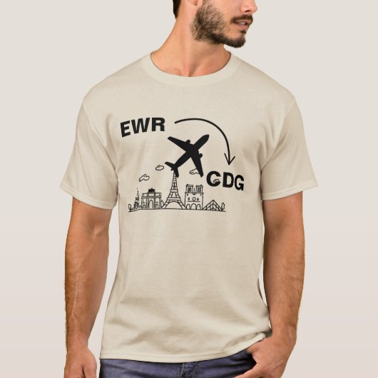 Reis Shirt naar Parijs Frankrijk (Voorkant)