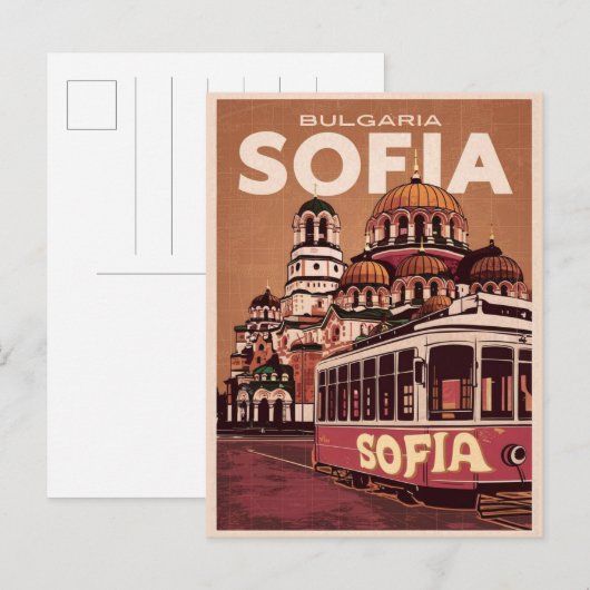 Reis Sofia, Bulgarije vintage cadeaus en souvenirs Briefkaart (Voorkant / Achterkant)