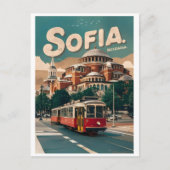 Reis Sofia, Bulgarije vintage geschenken stad tram Briefkaart (Voorkant)