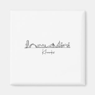 Reis Souvenir Stadssilhouet Toerist Kharkov Oekraï Magneet