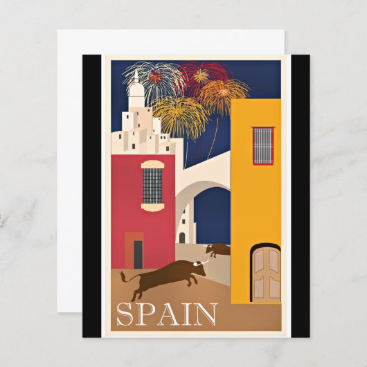 Reis Spanje, oud poster Briefkaart (Voorkant / Achterkant)