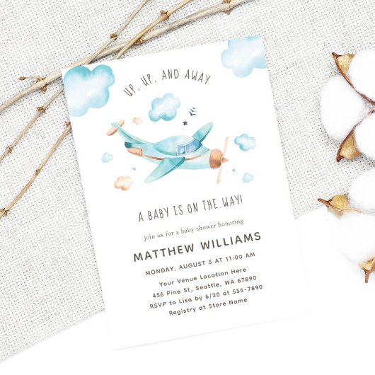 Reis Speelgoed Vliegtuig Jongen Baby shower Kaart