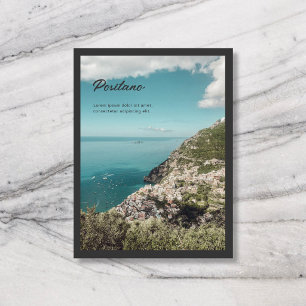 Reis Stad Naam Retro Schrift Foto Zwart Briefkaart