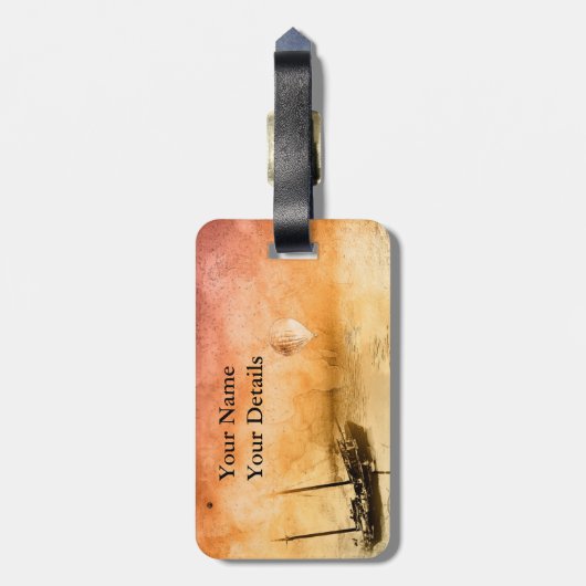 Reis Steampunk Bagage Label Gepersonaliseerd (Achterkant verticaal)