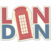Reis Steden Londen Blauw Rode Telefooncel Sticker (Voorkant)