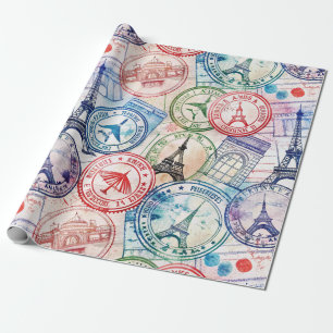 Reis-stempelpatroon uit de oude wereld (2) cadeaupapier
