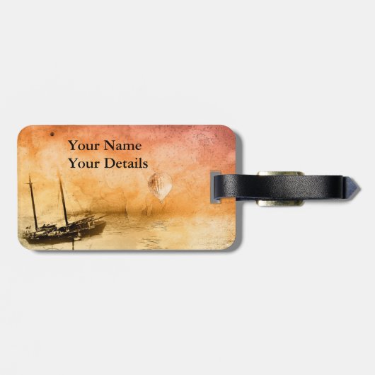 Reis Stoomstijl Bagage Label Gepersonaliseerd (Achterkant horizontaal)