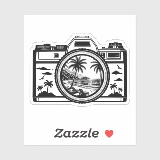 Reis Strand Fotografie Camera Sticker (Vel)