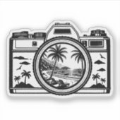 Reis Strand Fotografie Camera Sticker (Voorkant)