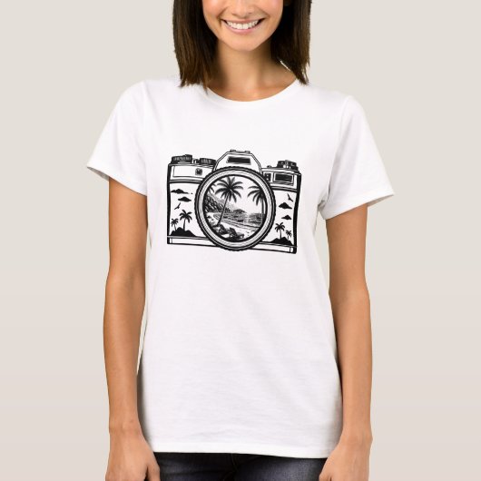 Reis Strand Fotografie Camera T-shirt (Voorkant)