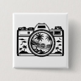 Reis Strand Fotografie Camera Vierkante Button 5,1 Cm