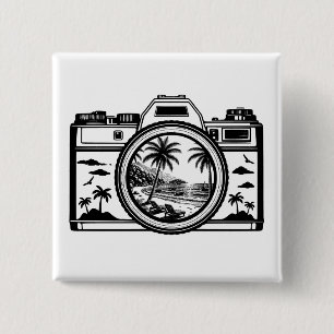 Reis Strand Fotografie Camera Vierkante Button 5,1 Cm