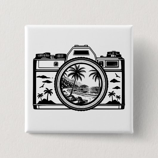 Reis Strand Fotografie Camera Vierkante Button 5,1 Cm (Voorkant)