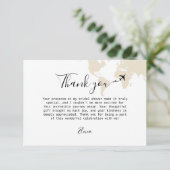 Reis thema Bruidsmeisjesfeest Wereldkaart Beige Bedankkaart (Staand voorkant)