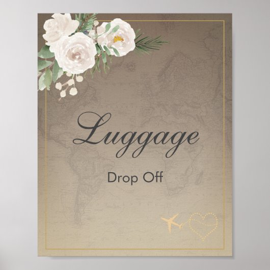 Reis thema bruiloft feest Bagage afgeven Poste Poster (Voorkant)