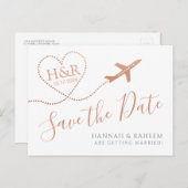 Reis Thema Koper Bestemming Bewaar de Datum Aankondigingskaart (Voorkant / Achterkant)