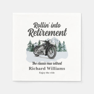 Reis-thema pensioen Klassieke motorfiets rollend Servet