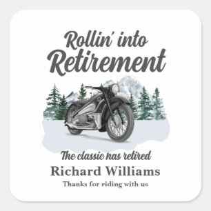 Reis-thema pensioen Klassieke motorfiets rollend Vierkante Sticker
