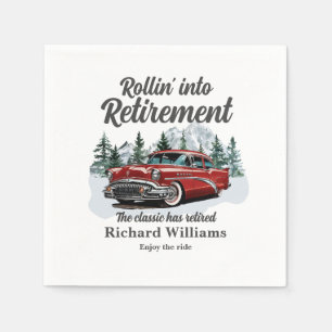 Reis Thema Pensioen Klassieke Retro Auto Rollend Servet