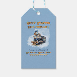 Reis-thema pensioen Vintage trein volgend station Cadeaulabel