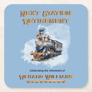 Reis-thema pensioen Vintage Trein Volgend Station Kartonnen Onderzetters