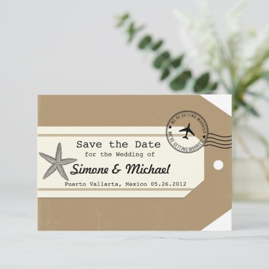 Reis-thema zeester Bagage Label Save the Date (Staand voorkant)