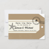 Reis thema zeester Bagagelabel Save the Date (Voorkant)