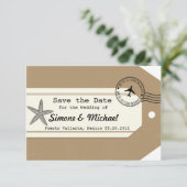 Reis thema zeester Bagagelabel Save the Date (Staand voorkant)