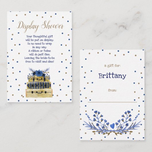 Reis themated display douche + cadeau label informatiekaartje (Voorkant / Achterkant)