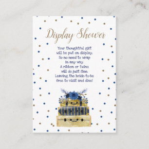 Reis themated display douche + cadeau label informatiekaartje