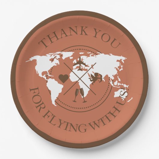 Reis Trouw Decoratie Wereldkaart Boho Terracotta Papieren Bordje (Voorkant)