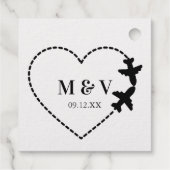 Reis Trouw Twee Vliegtuigen maken Hart Modern Bedankjes Labels (Achterkant)