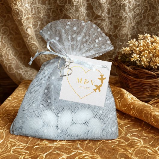 Reis Trouw Twee Vliegtuigen maken Hart Modern Bedankjes Labels