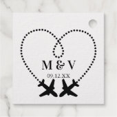 Reis Trouw Twee Vliegtuigen maken Hart Modern Bedankjes Labels (Achterkant)