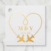 Reis Trouw Twee Vliegtuigen maken Hart Modern Bedankjes Labels (Voorkant)