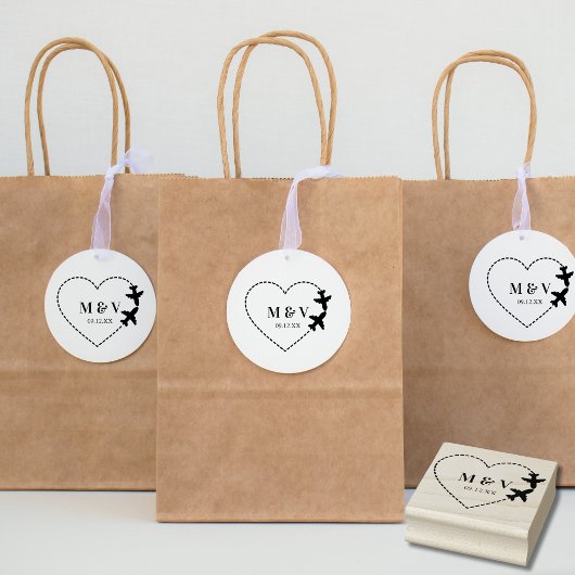 Reis Trouw Twee Vliegtuigen maken Hart Modern Rubberstempel