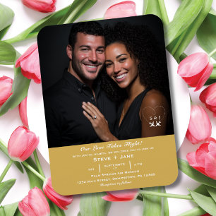 Reis Trouwdag Goud Elegant Aangepaste Foto Magneet