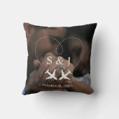 Reis Trouwdag Vliegtuig Hart Save The Date Foto Kussen (Achterkant)