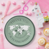 Reis Trouwdecoratie Wereldkaart Boho Saliegroen Papieren Bordje (Feest)