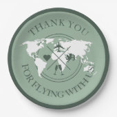 Reis Trouwdecoratie Wereldkaart Boho Saliegroen Papieren Bordje (Voorkant)