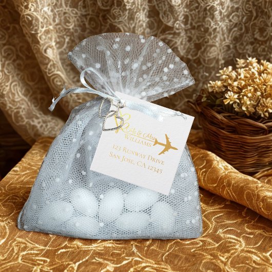 Reis Trouwvlucht Vliegtuig & Harten Moderne Luchtv Bedankjes Labels