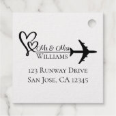 Reis Trouwvlucht Vliegtuig & Harten Moderne Luchtv Bedankjes Labels (Achterkant)