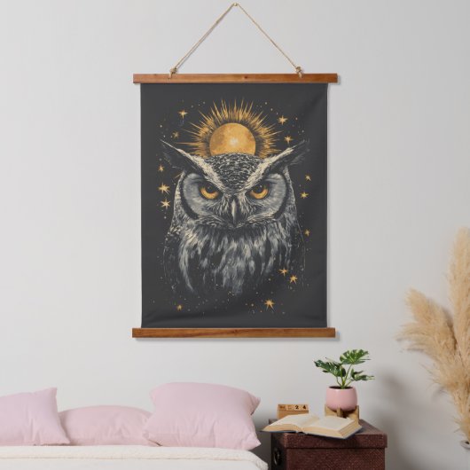 Reis tussen dag en nacht - Een mystieke uil Hangend Wandkleed (Slaapkamer)