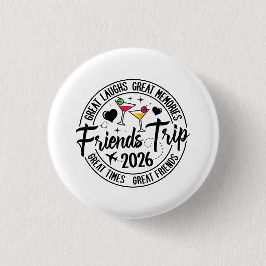 Reis Vakantie 2026 Vrienden Matching Groep Ronde Button 3,2 Cm (Voorkant)