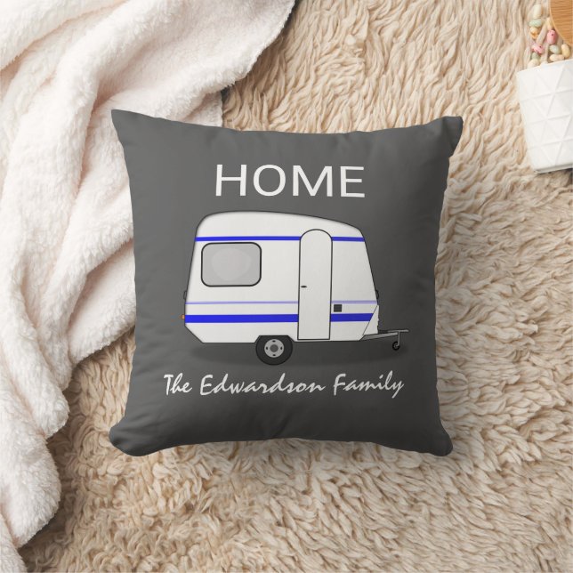 Reis vakantie caravan Thuis Familie monogram Kussen (Deken)
