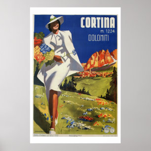  reis van de Italiaanse Alpen Cortina zomer Poster