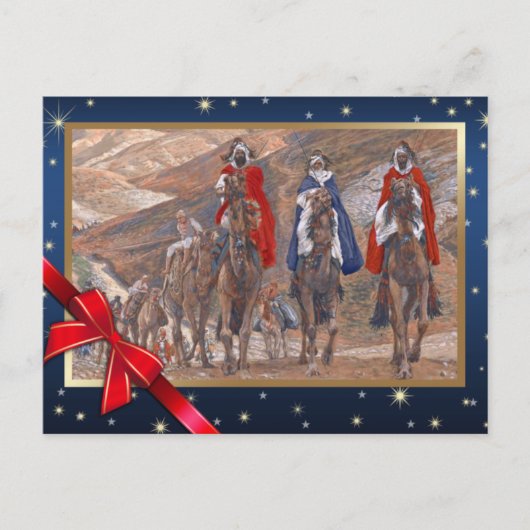 Reis van de Magi. Fijne Kunst Kerstmis Feestdagenkaart (Voorkant)