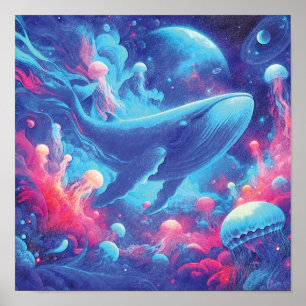 Reis van de Walvis door de Hemelose Oceaan Poster